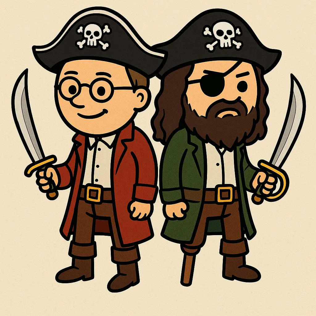 Linus Torvalds and Richard Stallman as Pirates